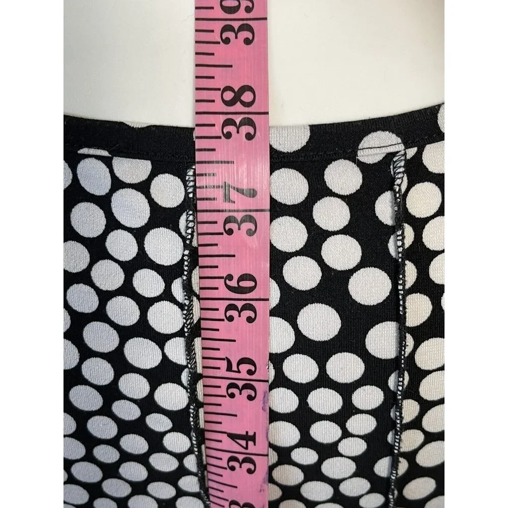 Women's Forever Jersey Knit Sleeveless Fit n Flare Dress Black White Dot Stretch - Picture 5 of 6